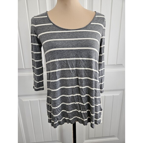 Cynthia Rowley S Mixed Media 3/4 Sleeve Shirt Striped - Picture 1 of 7